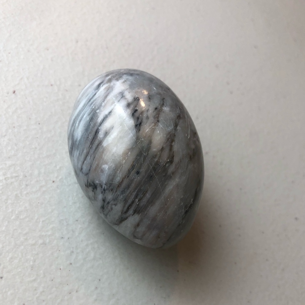 Grey/Black Polished Stone Marble Egg Tiger Stripe